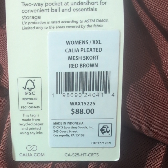 Calia  Brown/Red Pleated Skirt XXL - Picture 5 of 7